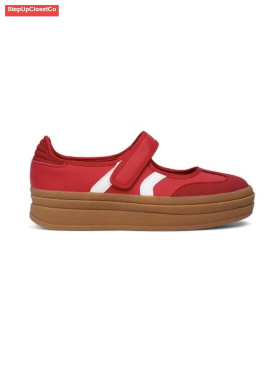 Shoes - Retro Platform Mary Jane Sneakers with Hook and Loop Closure